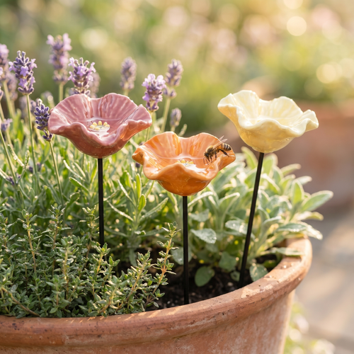 Bee Blossoms — Abreuvoirs Fleurs pour Abeilles (Lot de 4) — action