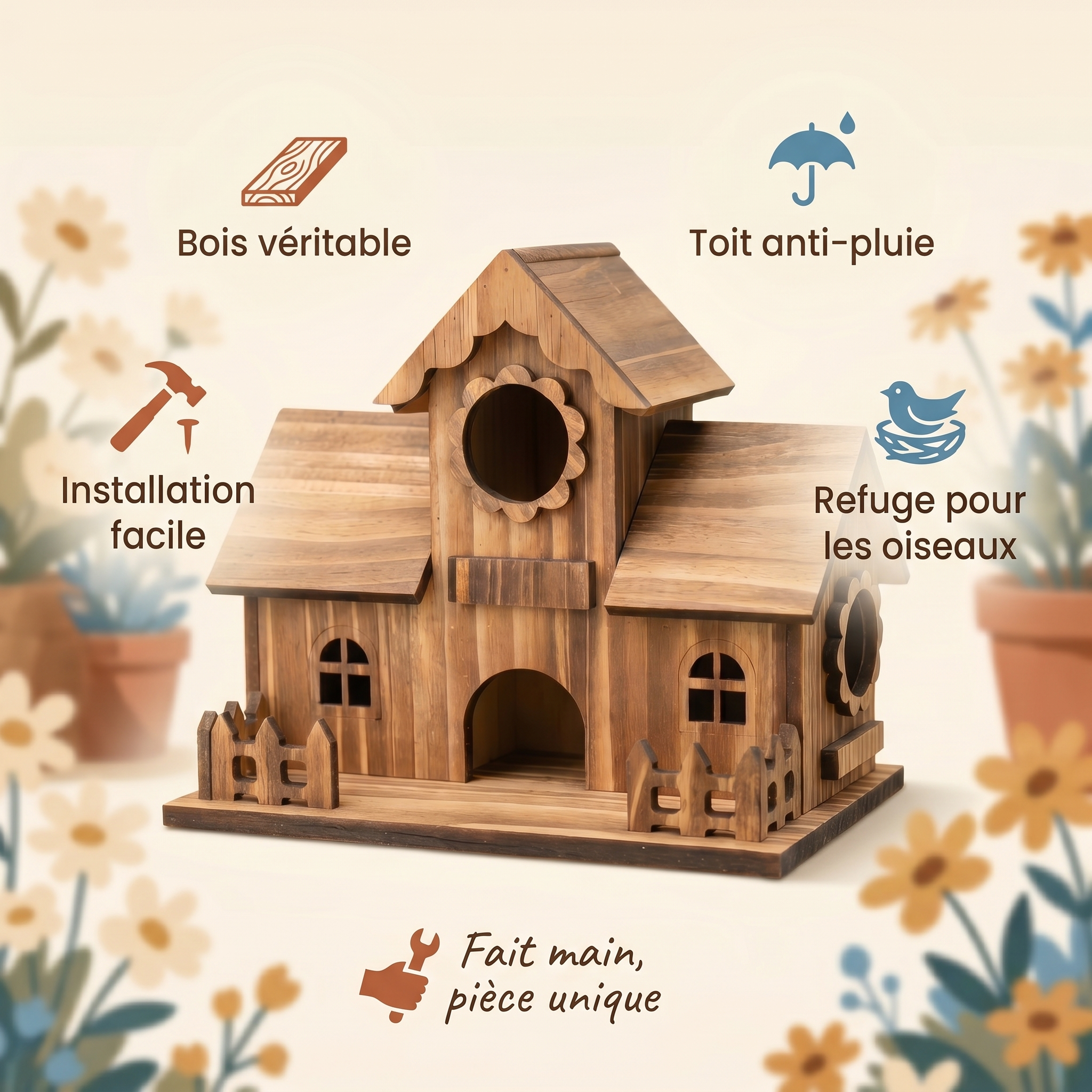 Nichoir en Bois — Maison à Oiseaux Artisanale — benefits