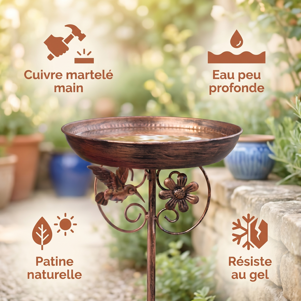 Vasque à Oiseaux en Cuivre Martelé — benefits