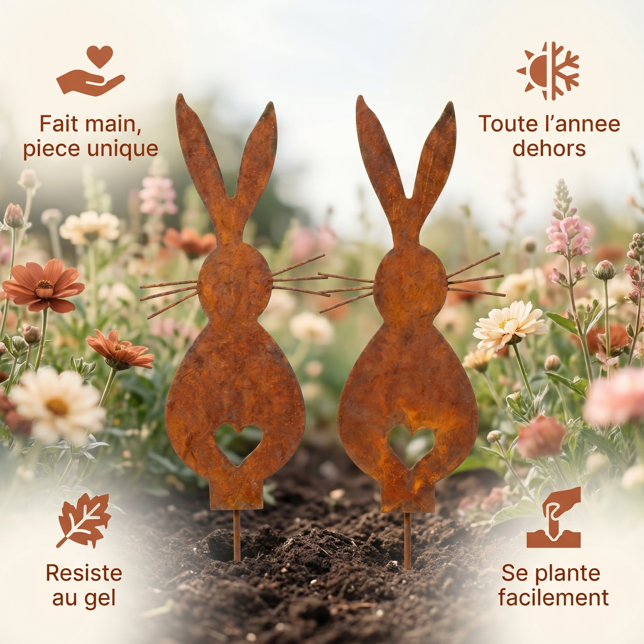 Lapins de Jardin en Céramique (Duo) — benefits