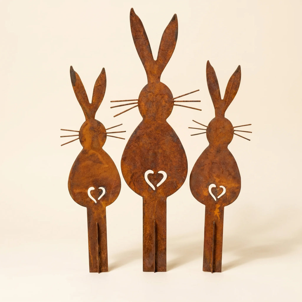 Trio de Lapins de Jardin - Décoration Artisanale