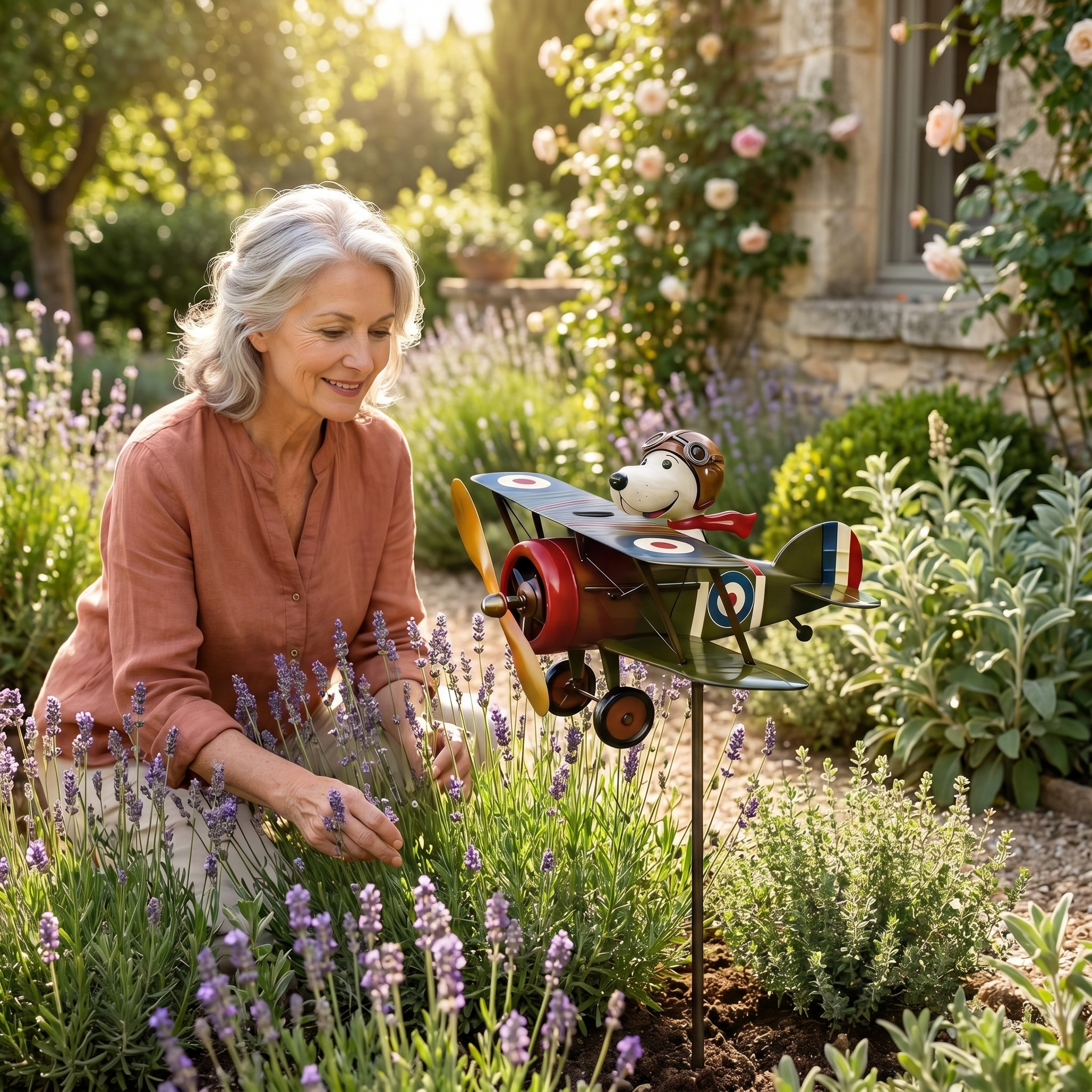 Moulin à Vent Biplan — Éolienne de Jardin Artisanale